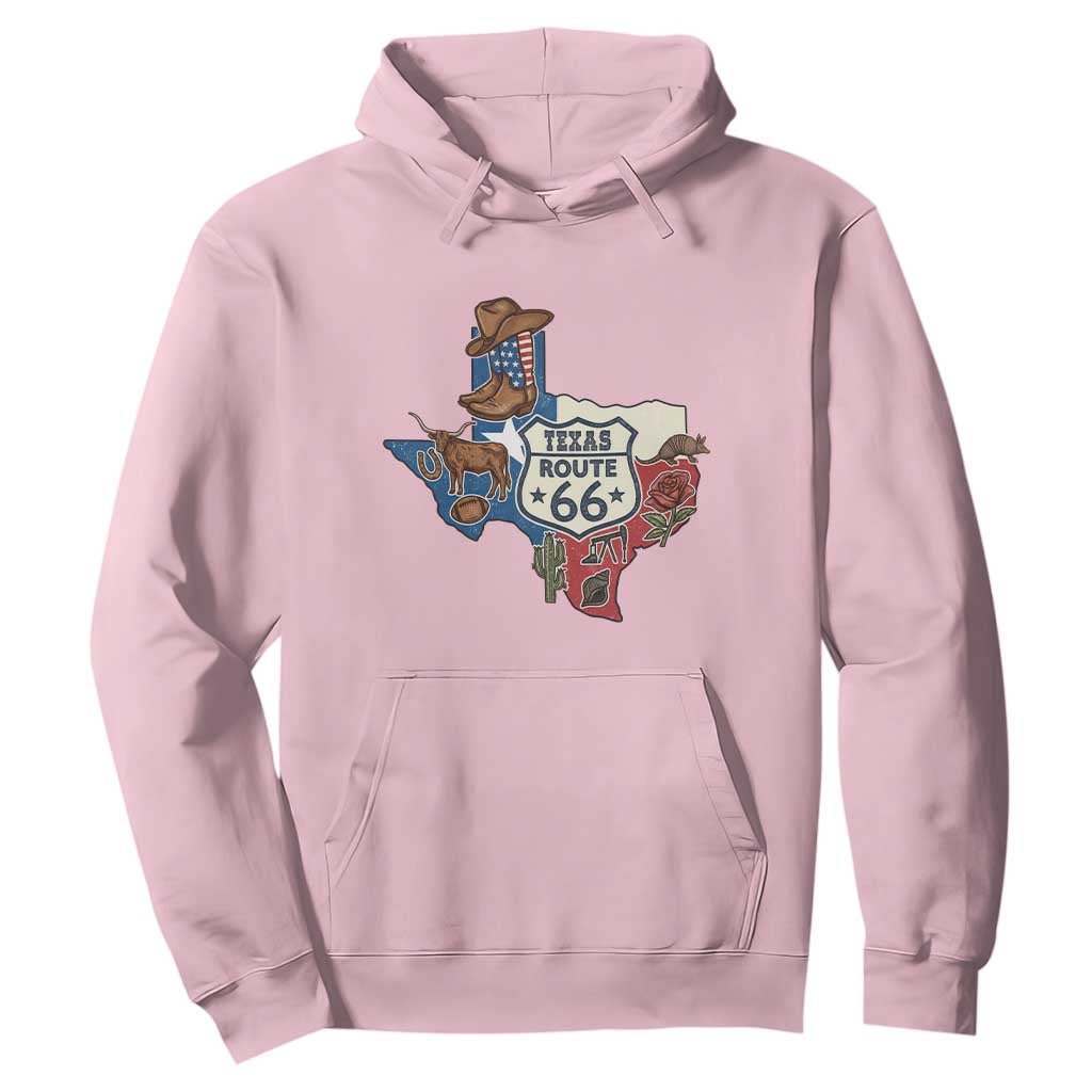 Texas Route Highway 66 Adventure Hoodie Desert Road Trip Graphic TS12 Light Pink Print Your Wear