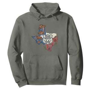 Texas Route Highway 66 Adventure Hoodie Desert Road Trip Graphic TS12 Military Green Print Your Wear