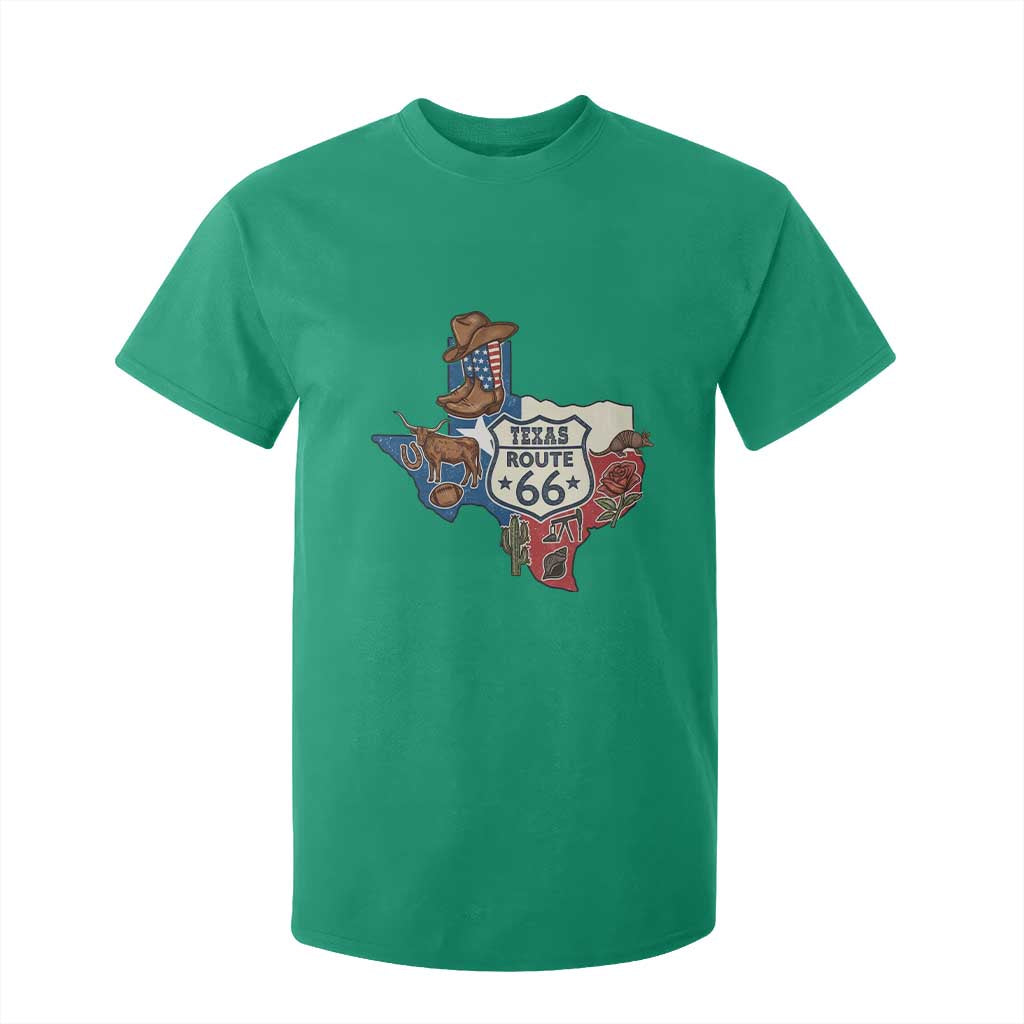 Texas Route Highway 66 Adventure T Shirt For Kid Desert Road Trip Graphic TS12 Irish Green Print Your Wear