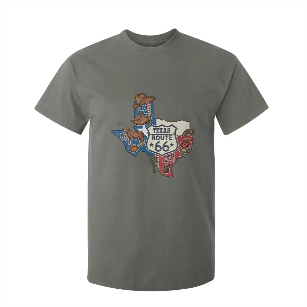 Texas Route Highway 66 Adventure T Shirt For Kid Desert Road Trip Graphic TS12 Military Green Print Your Wear