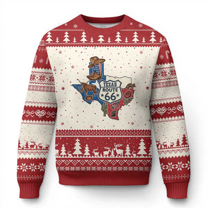 Texas Route Highway 66 Adventure Ugly Christmas Sweater Desert Road Trip Graphic TS12 Beige Red Print Your Wear