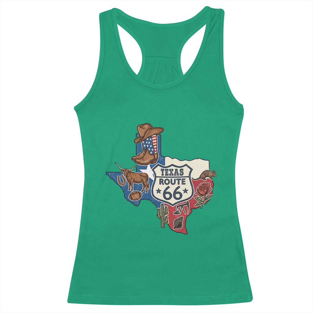 Texas Route Highway 66 Adventure Racerback Tank Top Desert Road Trip Graphic TS12 Irish Green Print Your Wear