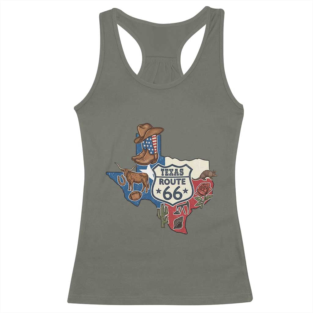 Texas Route Highway 66 Adventure Racerback Tank Top Desert Road Trip Graphic TS12 Military Green Print Your Wear