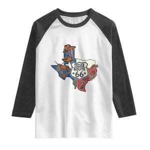 Texas Route Highway 66 Adventure Raglan Shirt Desert Road Trip Graphic TS12 White Heather Charcoal Print Your Wear