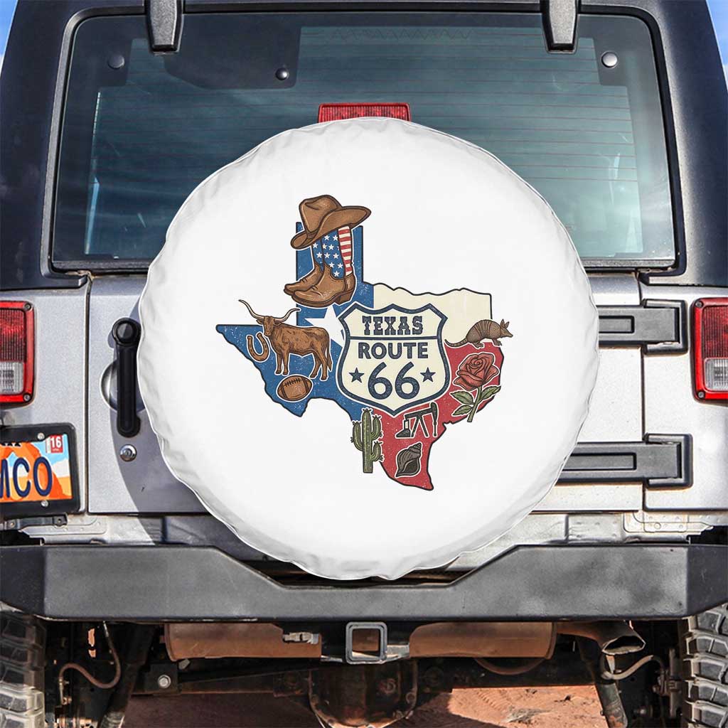 Texas Route Highway 66 Adventure Spare Tire Cover Desert Road Trip Graphic TS12 No hole White Print Your Wear