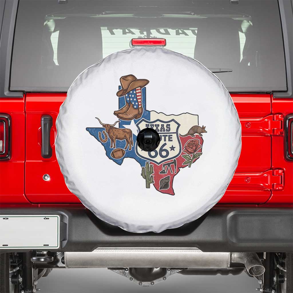 Texas Route Highway 66 Adventure Spare Tire Cover Desert Road Trip Graphic TS12 White Print Your Wear
