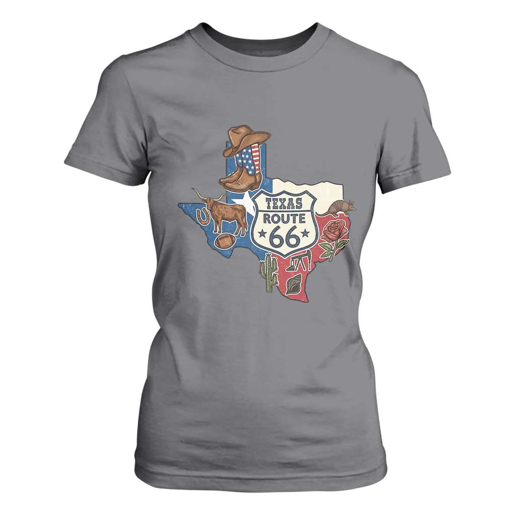 Texas Route Highway 66 Adventure T Shirt For Women Desert Road Trip Graphic TS12 Charcoal Print Your Wear