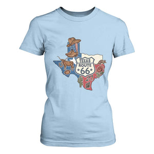 Texas Route Highway 66 Adventure T Shirt For Women Desert Road Trip Graphic TS12 Light Blue Print Your Wear