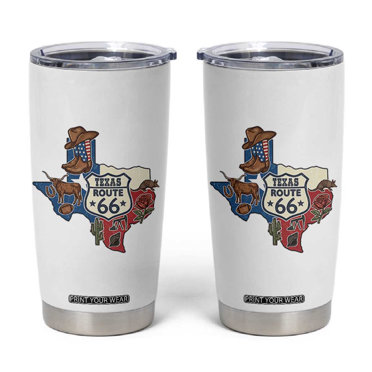 Texas Route Highway 66 Adventure Tumbler Cup Desert Road Trip Graphic TS12 White Print Your Wear
