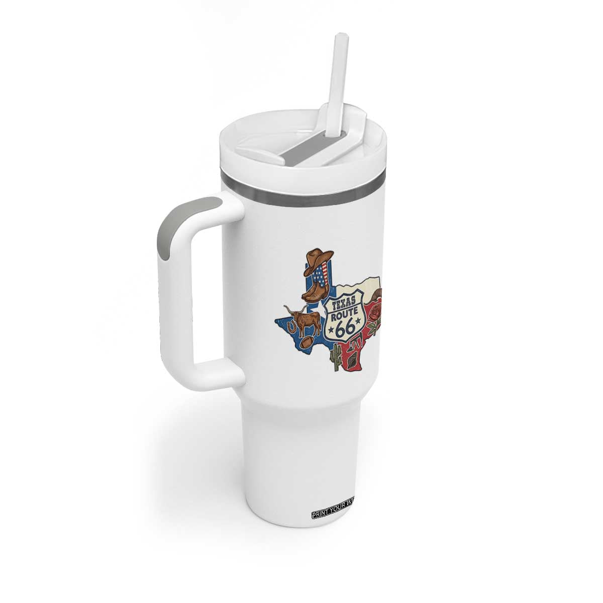 Texas Route Highway 66 Adventure Tumbler With Handle Desert Road Trip Graphic TS12 Print Your Wear