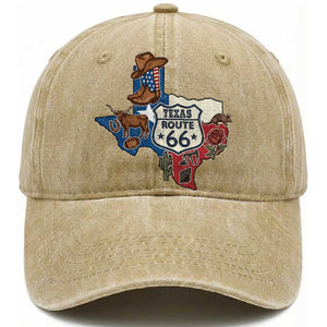 Texas Route Highway 66 Adventure Washed Cotton Baseball Cap Desert Road Trip Graphic TS12 Print Your Wear