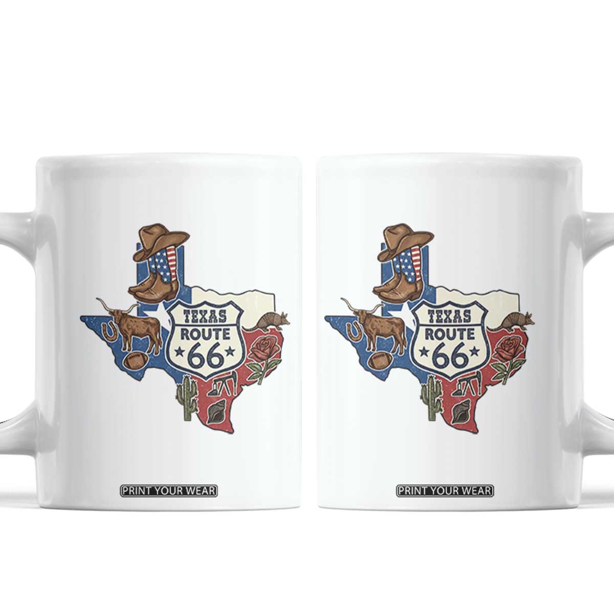 Texas Route Highway 66 Adventure Coffee Mug Desert Road Trip Graphic TS12 White Print Your Wear