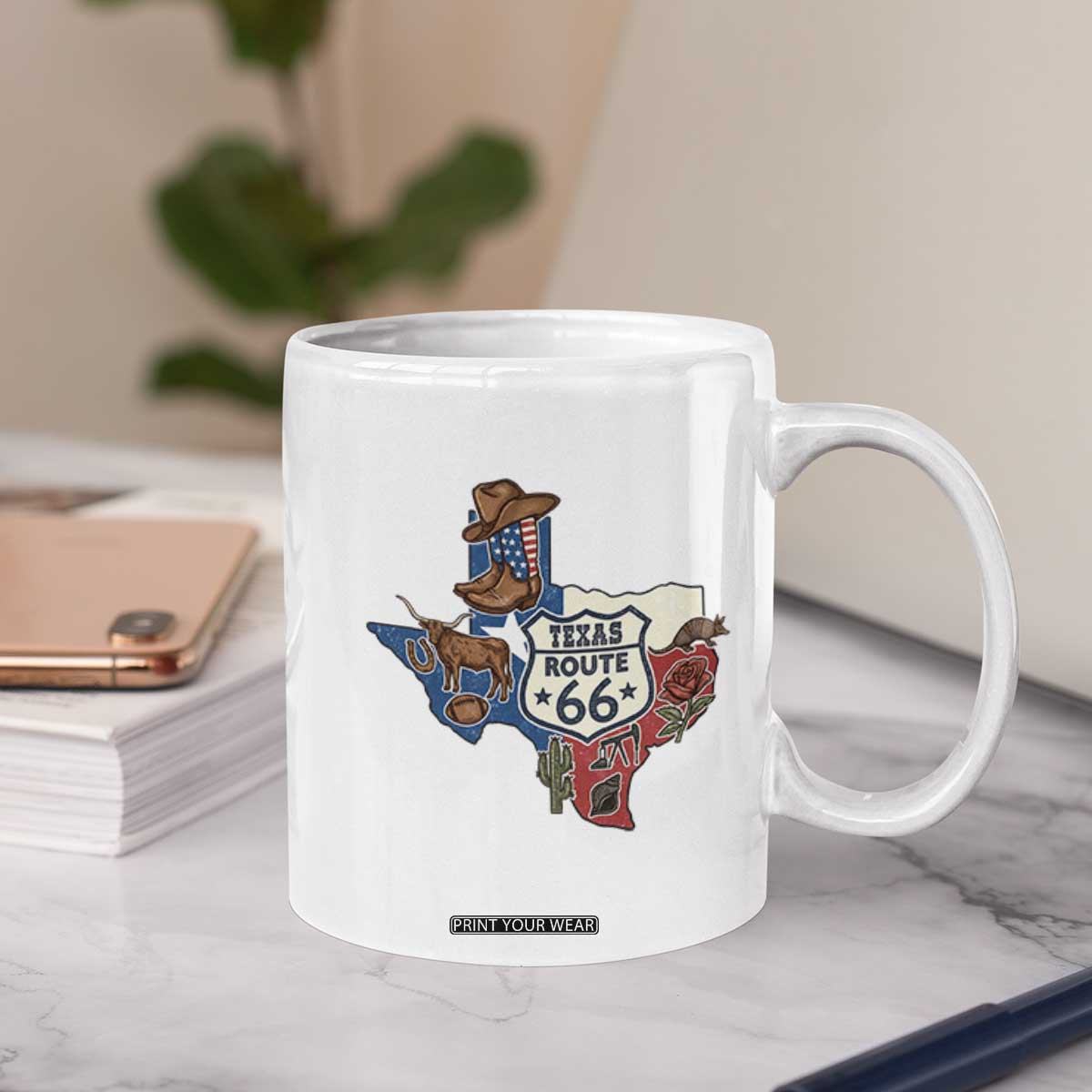 Texas Route Highway 66 Adventure Coffee Mug Desert Road Trip Graphic TS12 Print Your Wear