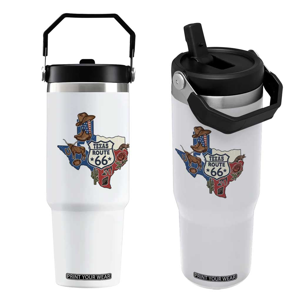 Texas Route Highway 66 Adventure Flip Straw Tumbler Desert Road Trip Graphic TS12 One Size: 30 oz White Print Your Wear