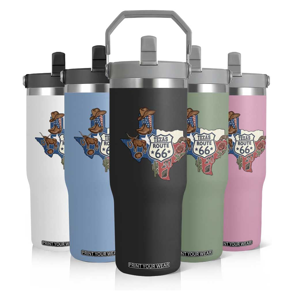 Texas Route Highway 66 Adventure Flip Straw Tumbler Desert Road Trip Graphic TS12 Print Your Wear