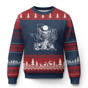 The Mother Road Texas Panhandle Ugly Christmas Sweater Vintage Desert Road Trip TS12 Navy Red Print Your Wear