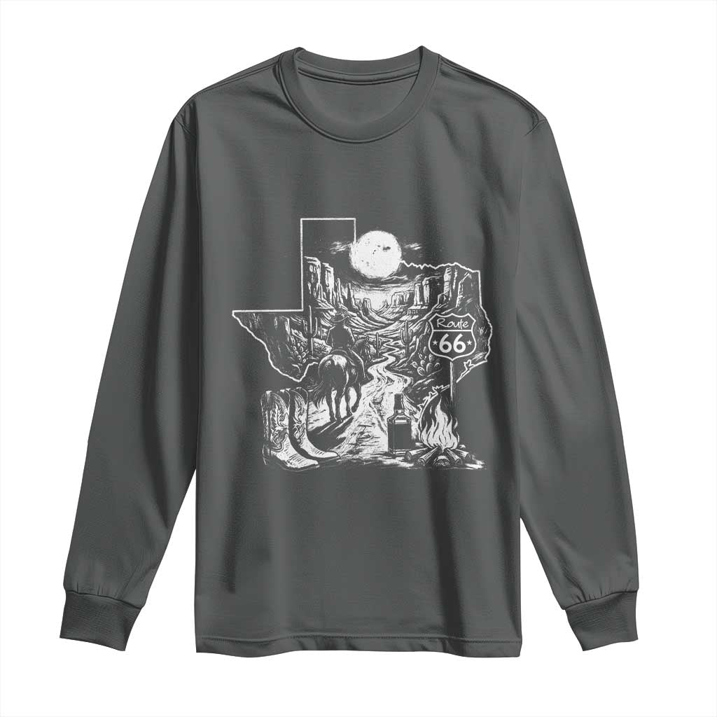The Mother Road Texas Panhandle Long Sleeve Shirt Vintage Desert Road Trip TS12 Dark Heather Print Your Wear