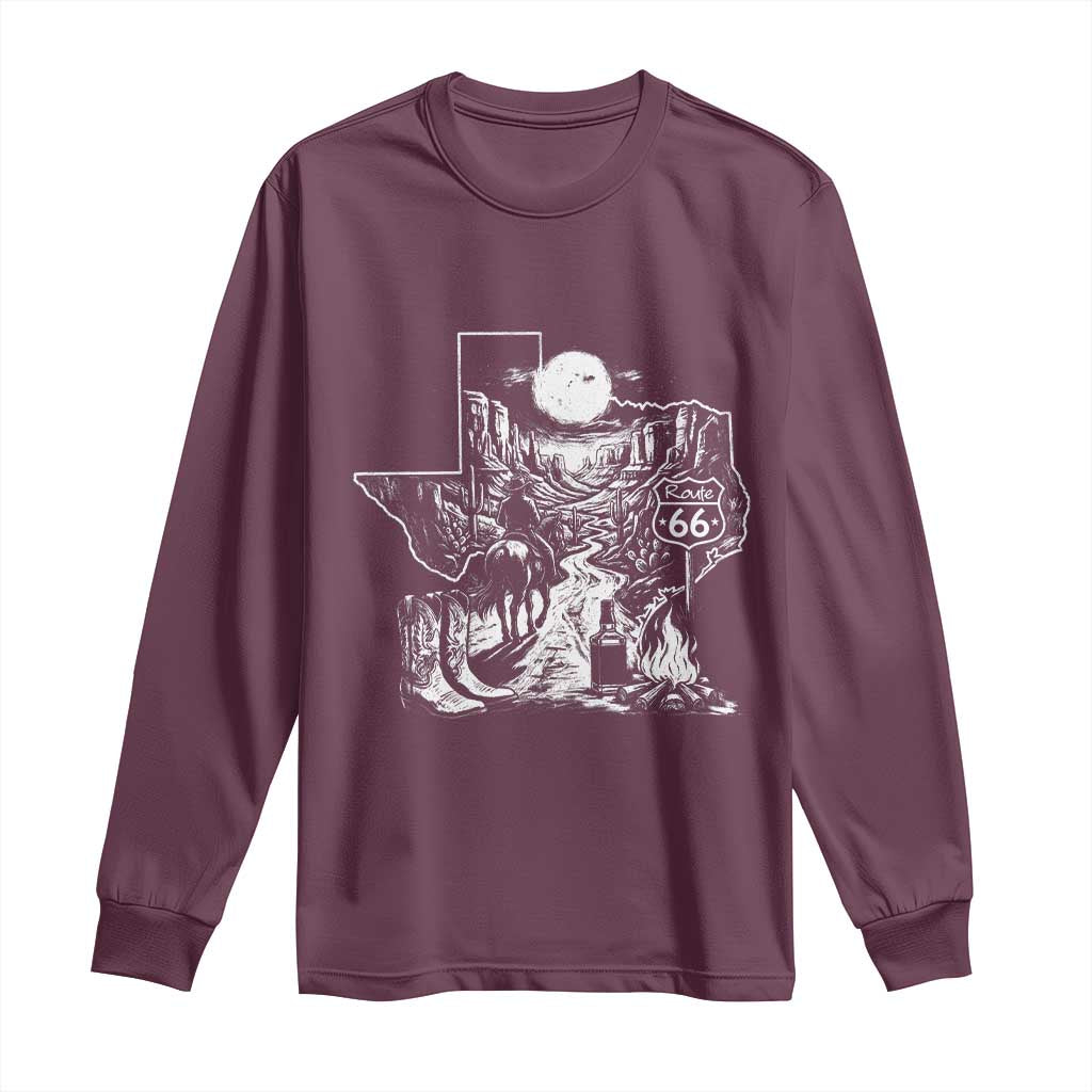 The Mother Road Texas Panhandle Long Sleeve Shirt Vintage Desert Road Trip TS12 Maroon Print Your Wear