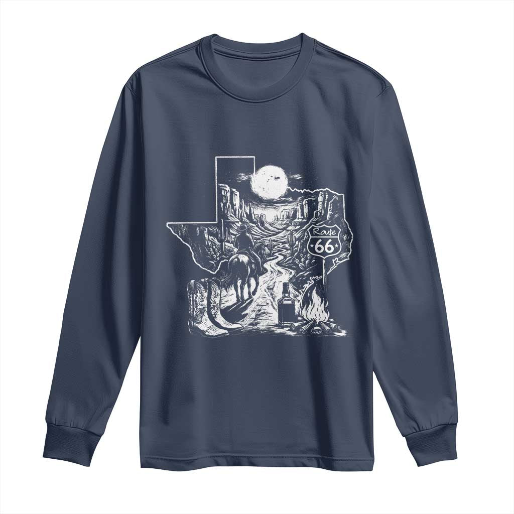 The Mother Road Texas Panhandle Long Sleeve Shirt Vintage Desert Road Trip TS12 Navy Print Your Wear