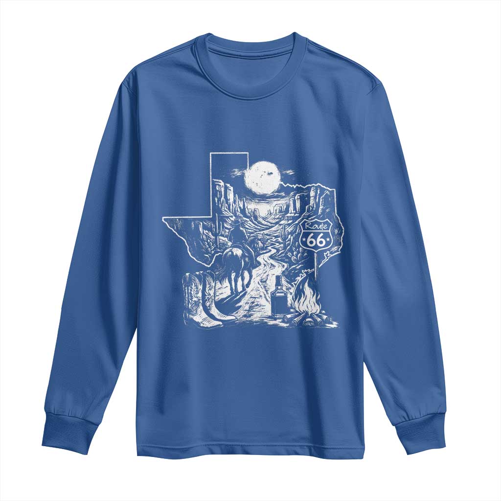 The Mother Road Texas Panhandle Long Sleeve Shirt Vintage Desert Road Trip TS12 Royal Blue Print Your Wear