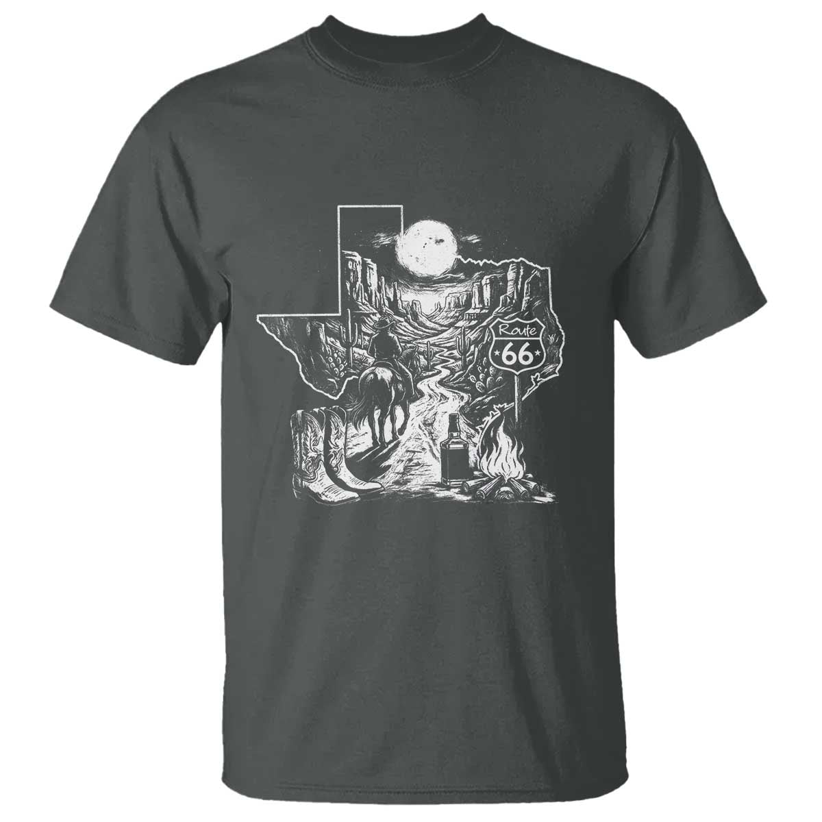 The Mother Road Texas Panhandle T Shirt Vintage Desert Road Trip TS12 Dark Heather Print Your Wear