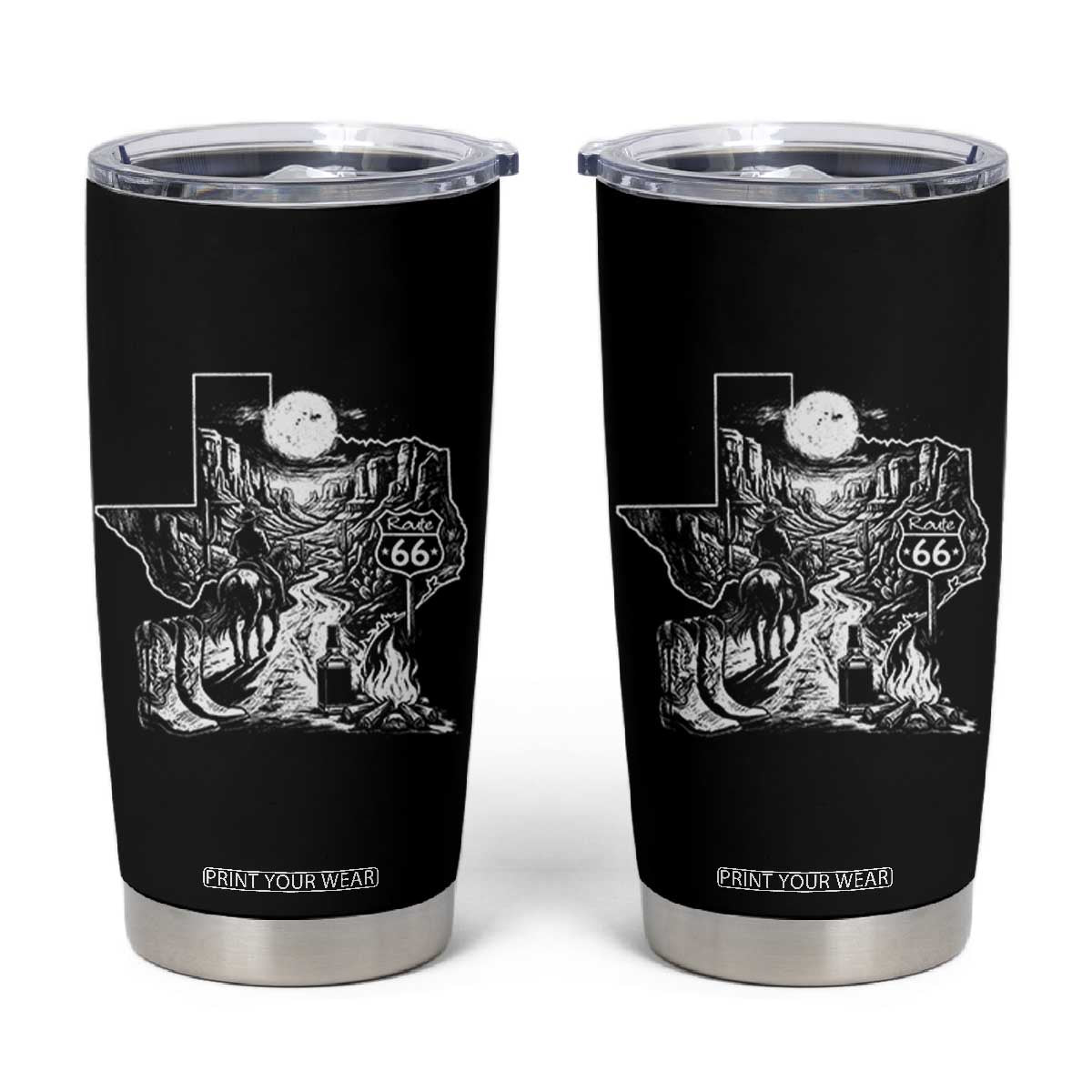 The Mother Road Texas Panhandle Tumbler Cup Vintage Desert Road Trip TS12 Black Print Your Wear