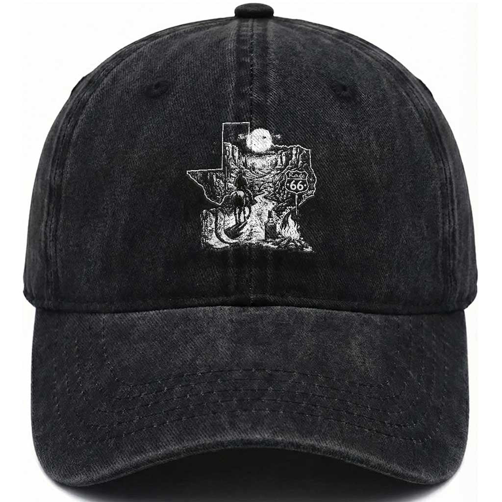 The Mother Road Texas Panhandle Washed Cotton Baseball Cap Vintage Desert Road Trip TS12 Print Your Wear