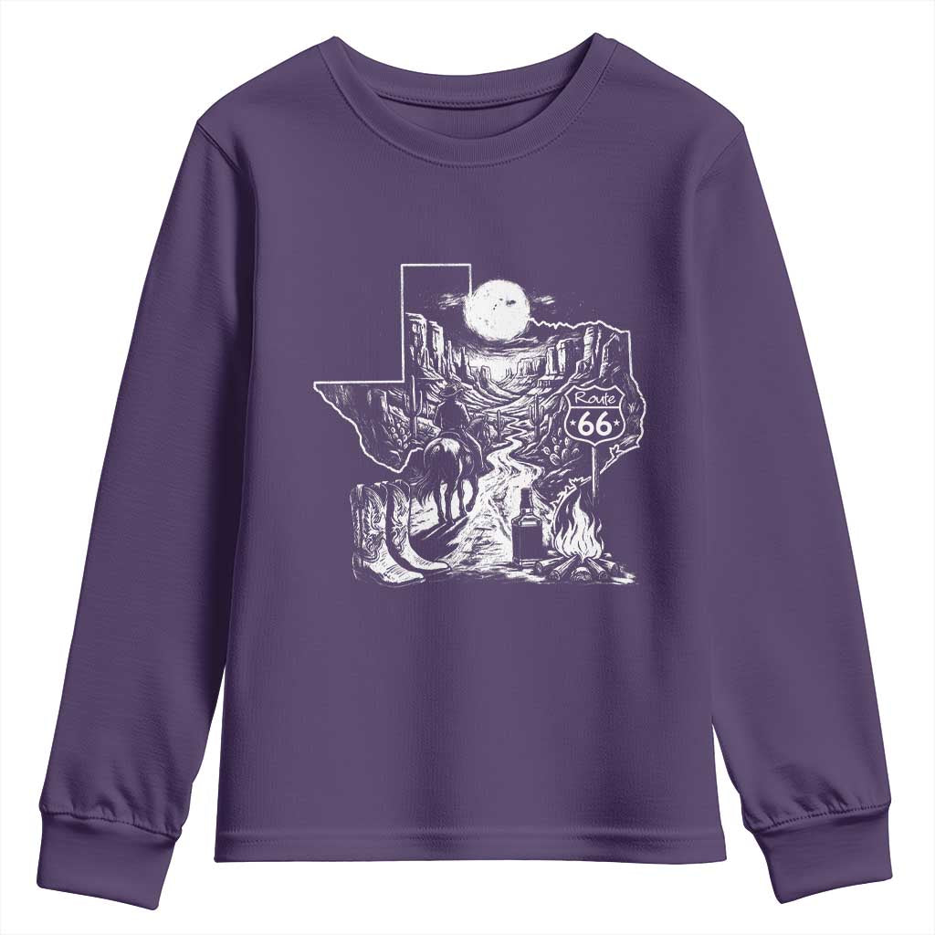 The Mother Road Texas Panhandle Youth Sweatshirt Vintage Desert Road Trip TS12 Purple Print Your Wear