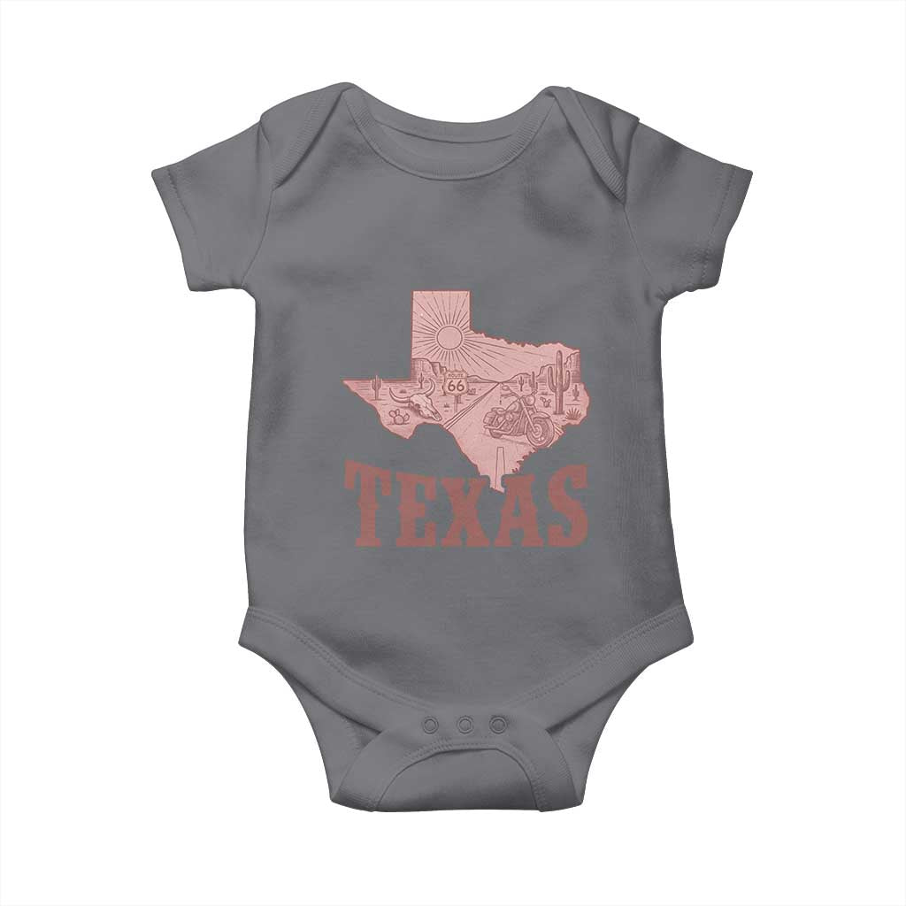 Texas Route Highway 66 Biker Baby Onesie Vintage Biker Road Trip TS12 Charcoal Print Your Wear