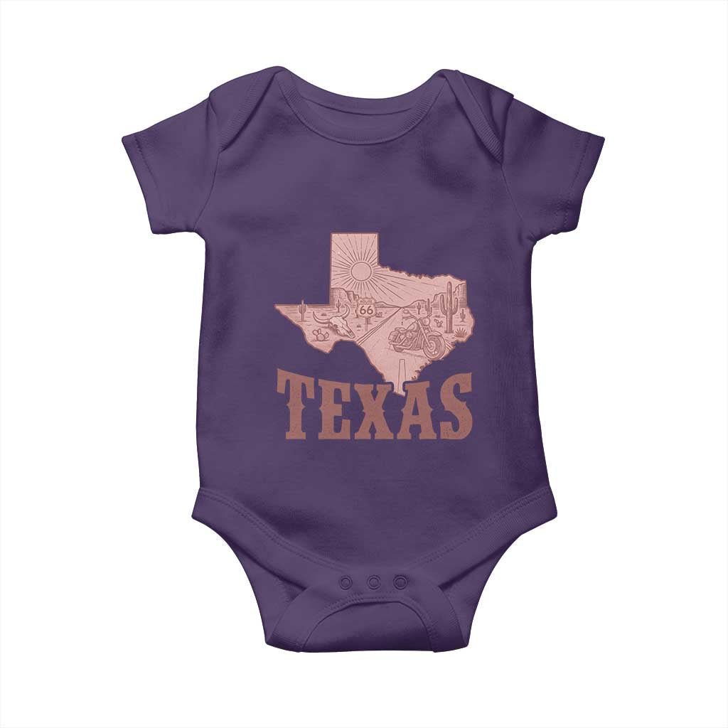 Texas Route Highway 66 Biker Baby Onesie Vintage Biker Road Trip TS12 Purple Print Your Wear