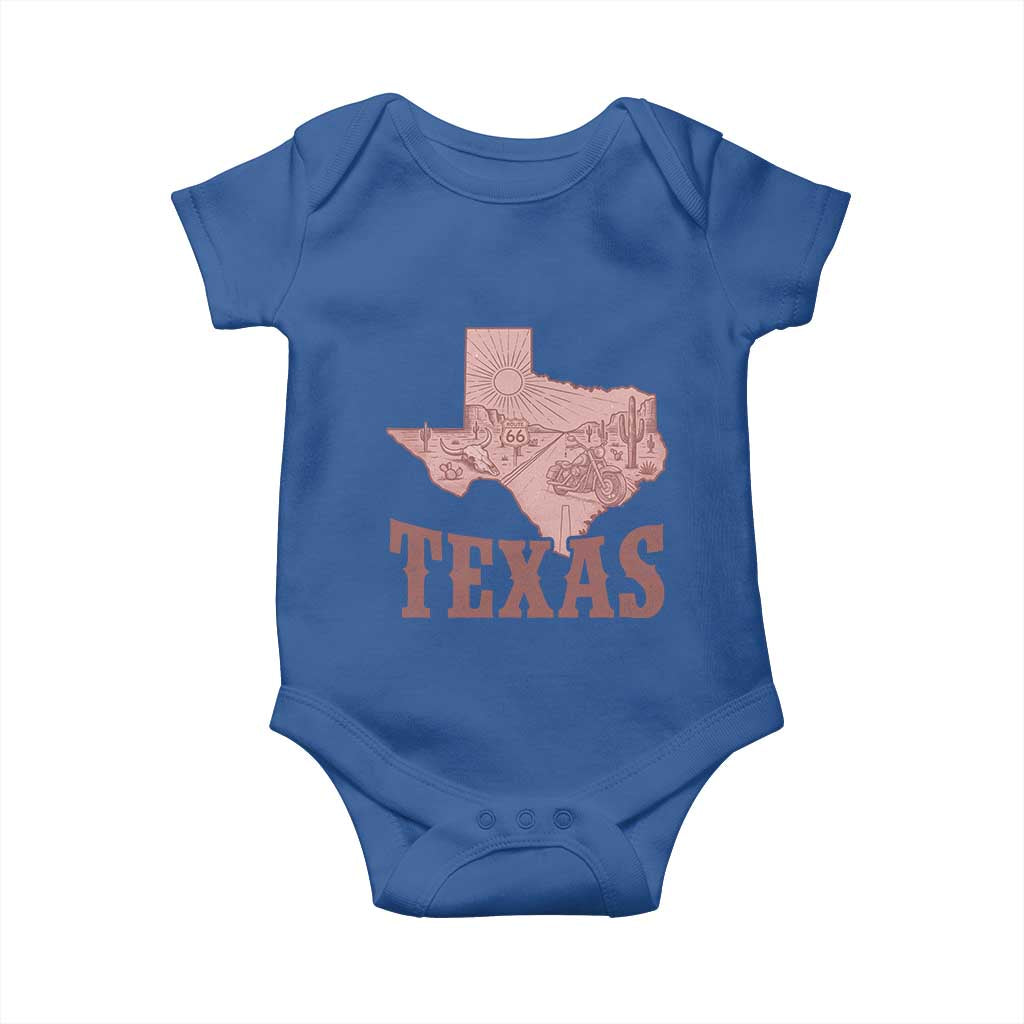 Texas Route Highway 66 Biker Baby Onesie Vintage Biker Road Trip TS12 Royal Blue Print Your Wear