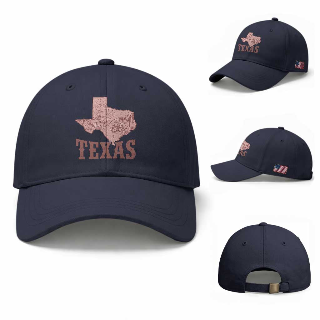 Texas Route Highway 66 Biker Baseball Cap Vintage Biker Road Trip TS12 Baseball Cap Universal Fit Navy Print Your Wear