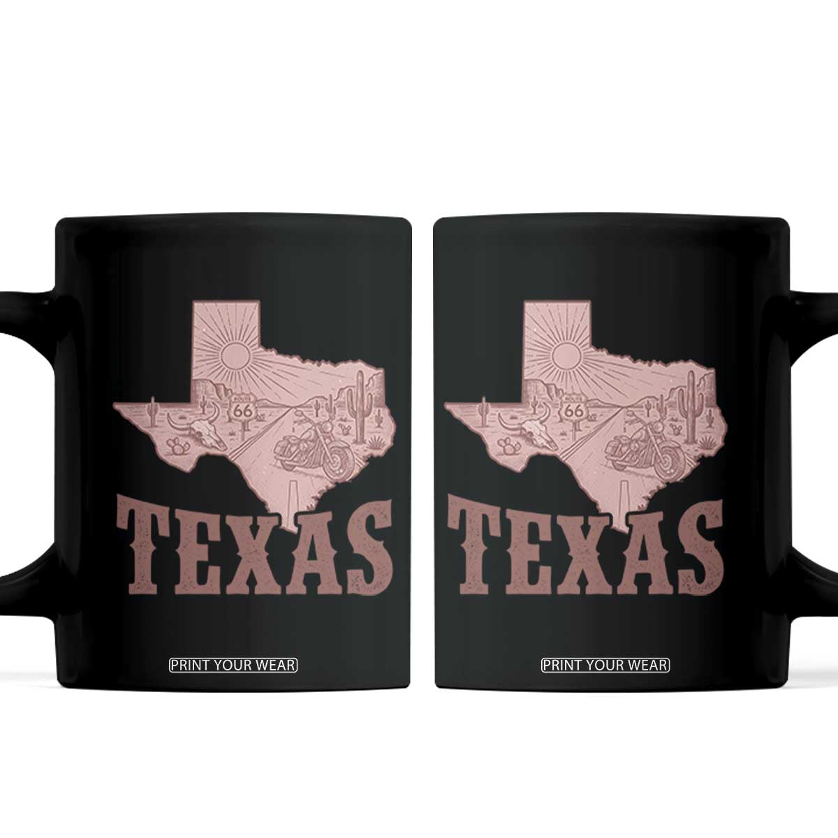 Texas Route Highway 66 Biker Coffee Mug Vintage Biker Road Trip TS12 Black Print Your Wear
