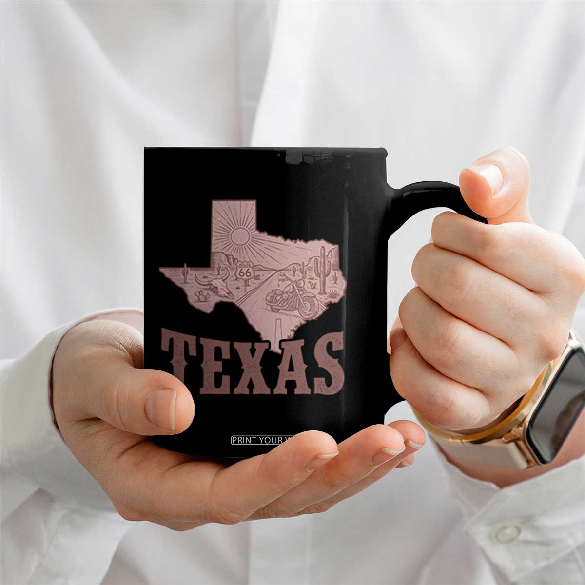 Texas Route Highway 66 Biker Coffee Mug Vintage Biker Road Trip TS12 Print Your Wear