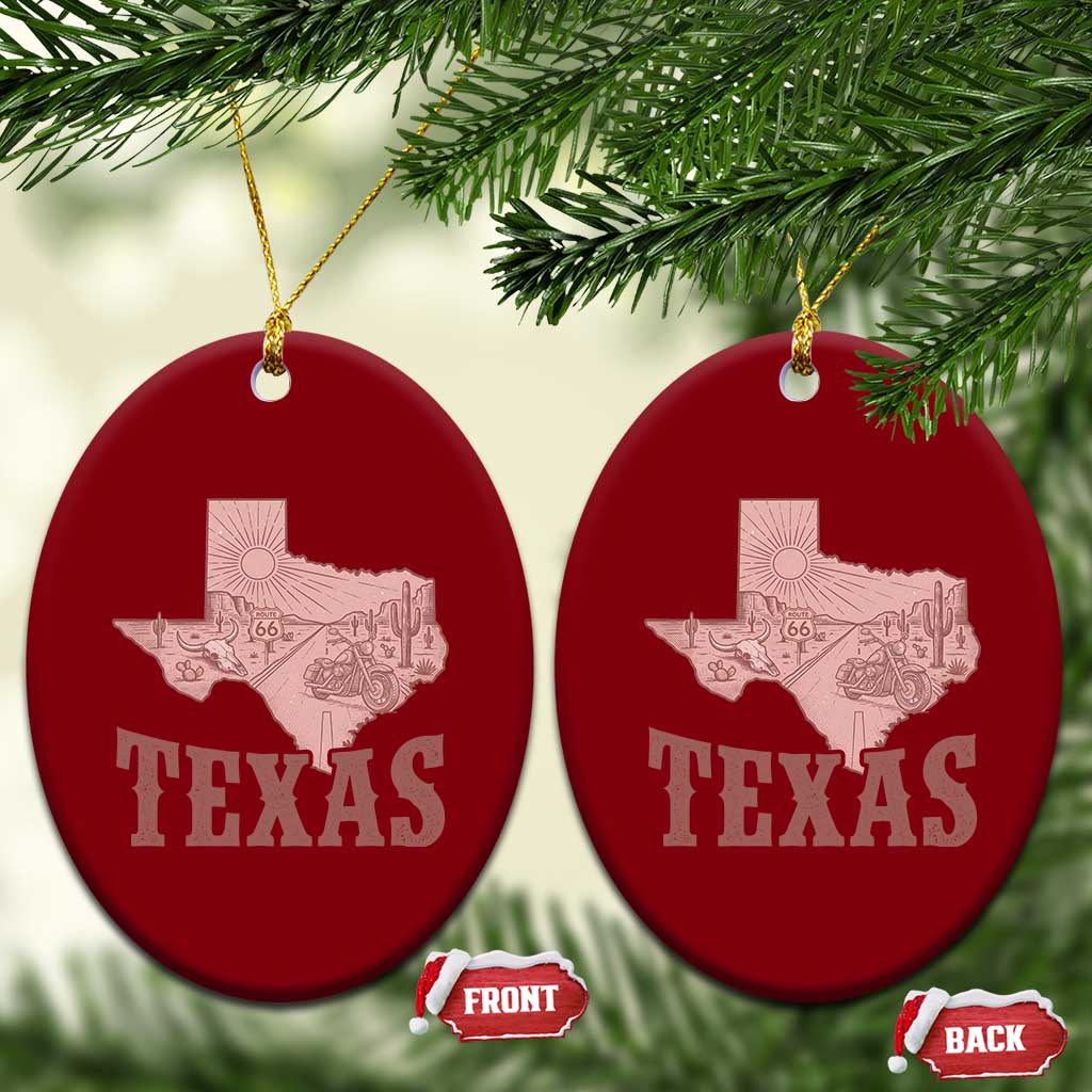 Texas Route Highway 66 Biker Ceramic Ornament Vintage Biker Road Trip TS12 Print Your Wear
