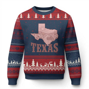 Texas Route Highway 66 Biker Ugly Christmas Sweater Vintage Biker Road Trip TS12 Navy Red Print Your Wear