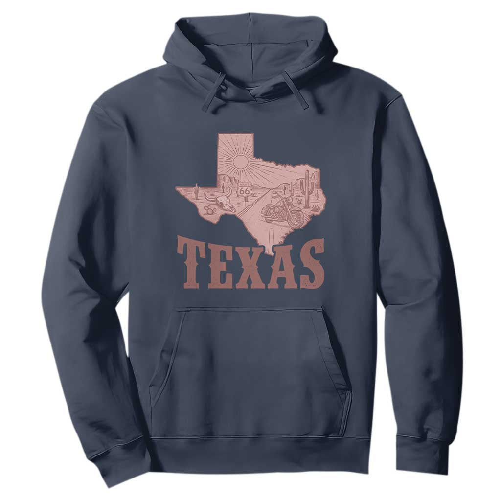 Texas Route Highway 66 Biker Hoodie Vintage Biker Road Trip TS12 Navy Print Your Wear