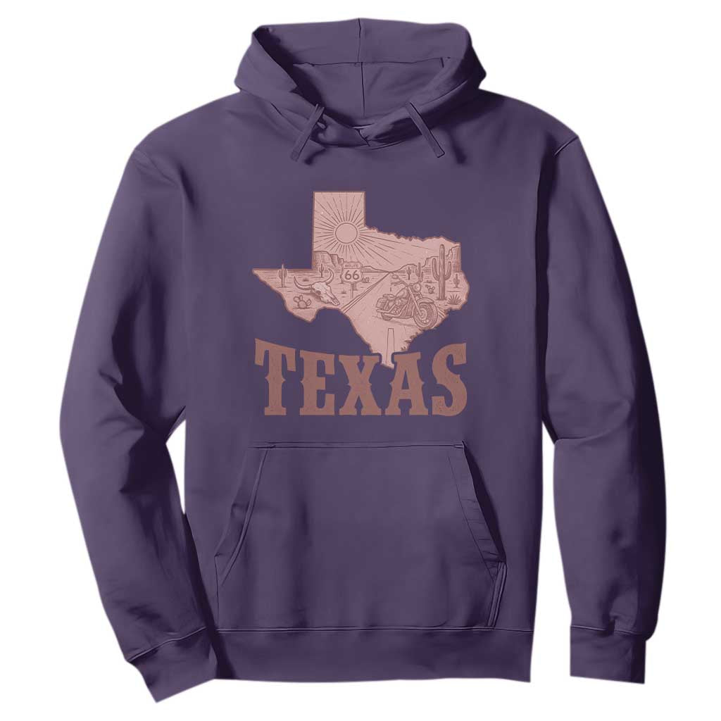 Texas Route Highway 66 Biker Hoodie Vintage Biker Road Trip TS12 Purple Print Your Wear