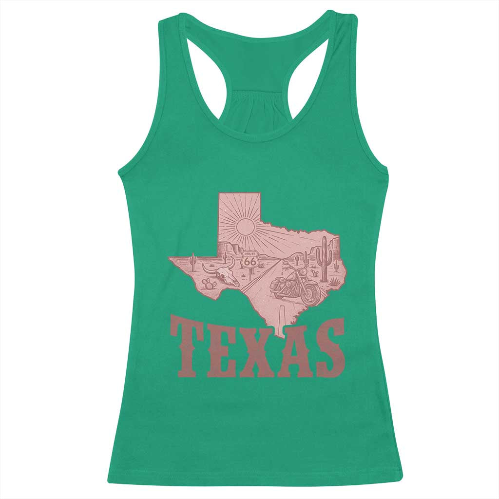 Texas Route Highway 66 Biker Racerback Tank Top Vintage Biker Road Trip TS12 Irish Green Print Your Wear