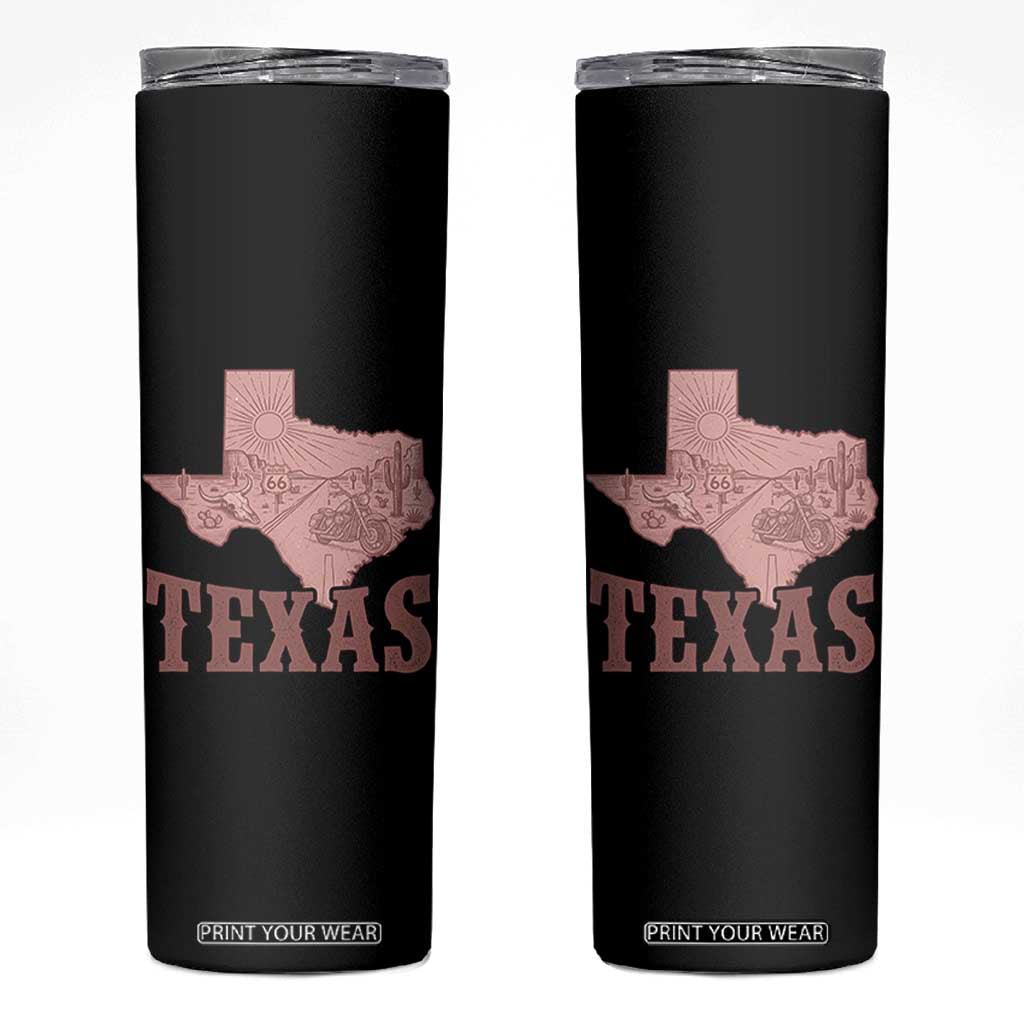 Texas Route Highway 66 Biker Skinny Tumbler Vintage Biker Road Trip TS12 Black Print Your Wear