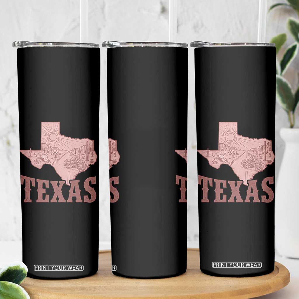 Texas Route Highway 66 Biker Skinny Tumbler Vintage Biker Road Trip TS12 Print Your Wear