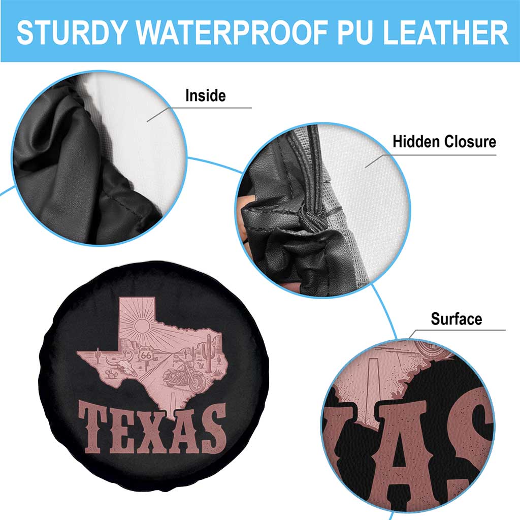 Texas Route Highway 66 Biker Spare Tire Cover Vintage Biker Road Trip TS12 Print Your Wear