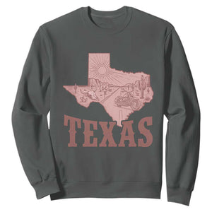 Texas Route Highway 66 Biker Sweatshirt Vintage Biker Road Trip TS12 Dark Heather Print Your Wear