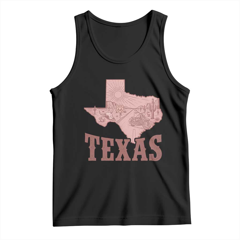 Texas Route Highway 66 Biker Tank Top Vintage Biker Road Trip TS12 Black Print Your Wear