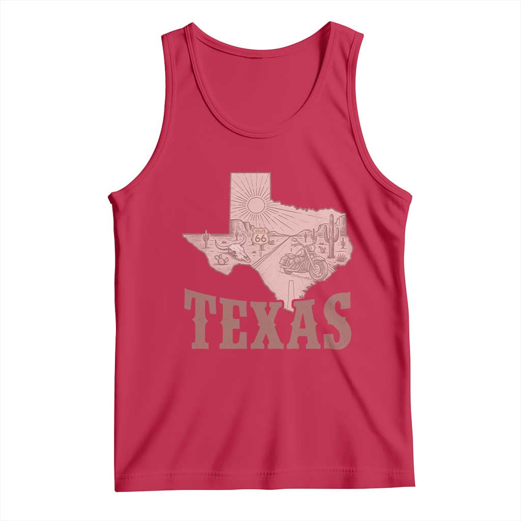 Texas Route Highway 66 Biker Tank Top Vintage Biker Road Trip TS12 Red Print Your Wear