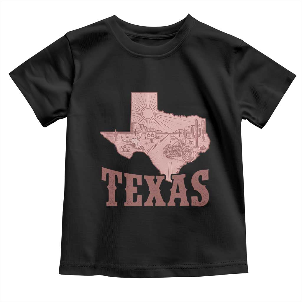 Texas Route Highway 66 Biker Toddler T Shirt Vintage Biker Road Trip TS12 Black Print Your Wear