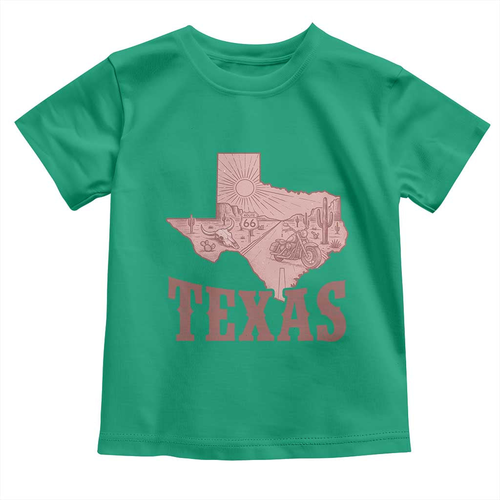 Texas Route Highway 66 Biker Toddler T Shirt Vintage Biker Road Trip TS12 Irish Green Print Your Wear