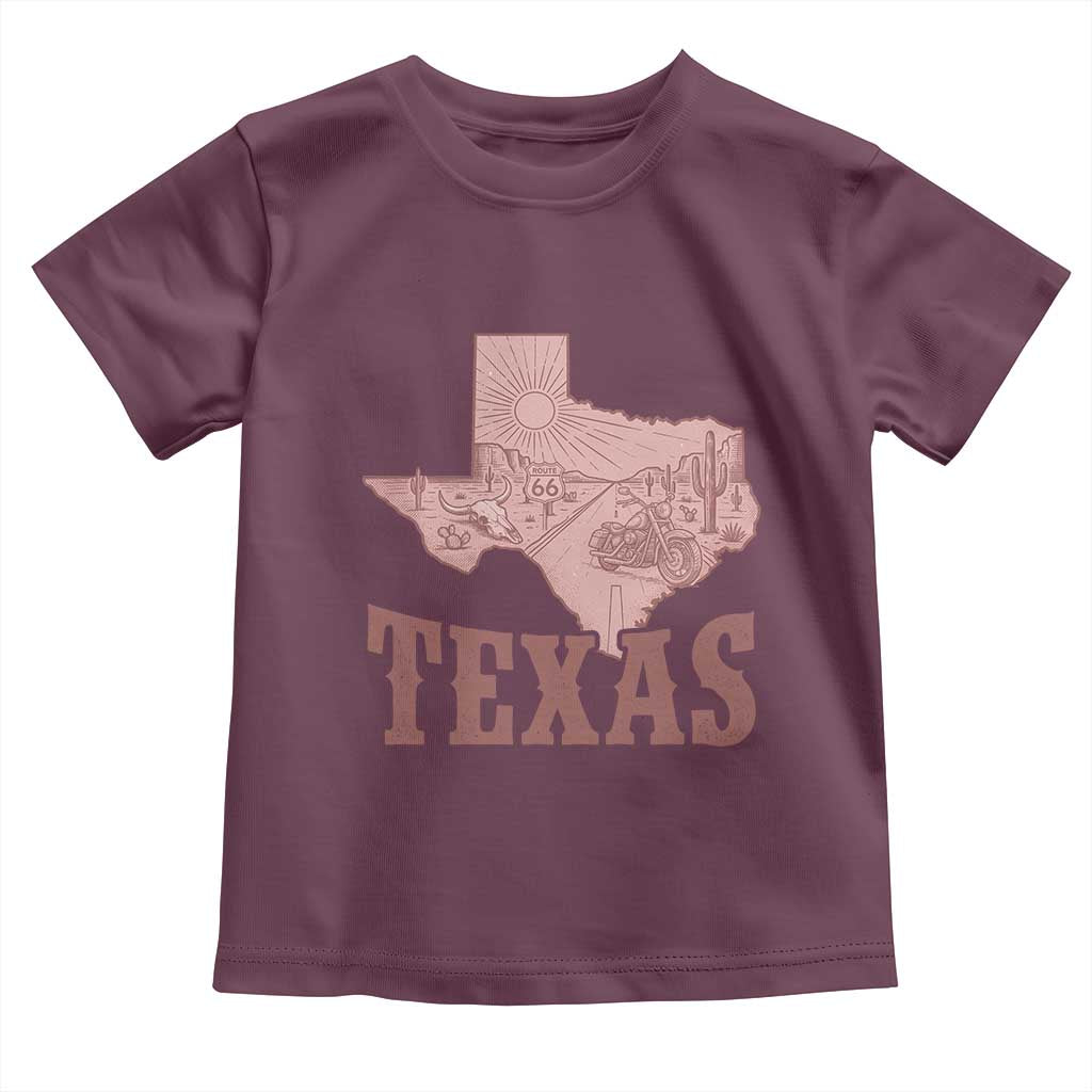 Texas Route Highway 66 Biker Toddler T Shirt Vintage Biker Road Trip TS12 Maroon Print Your Wear