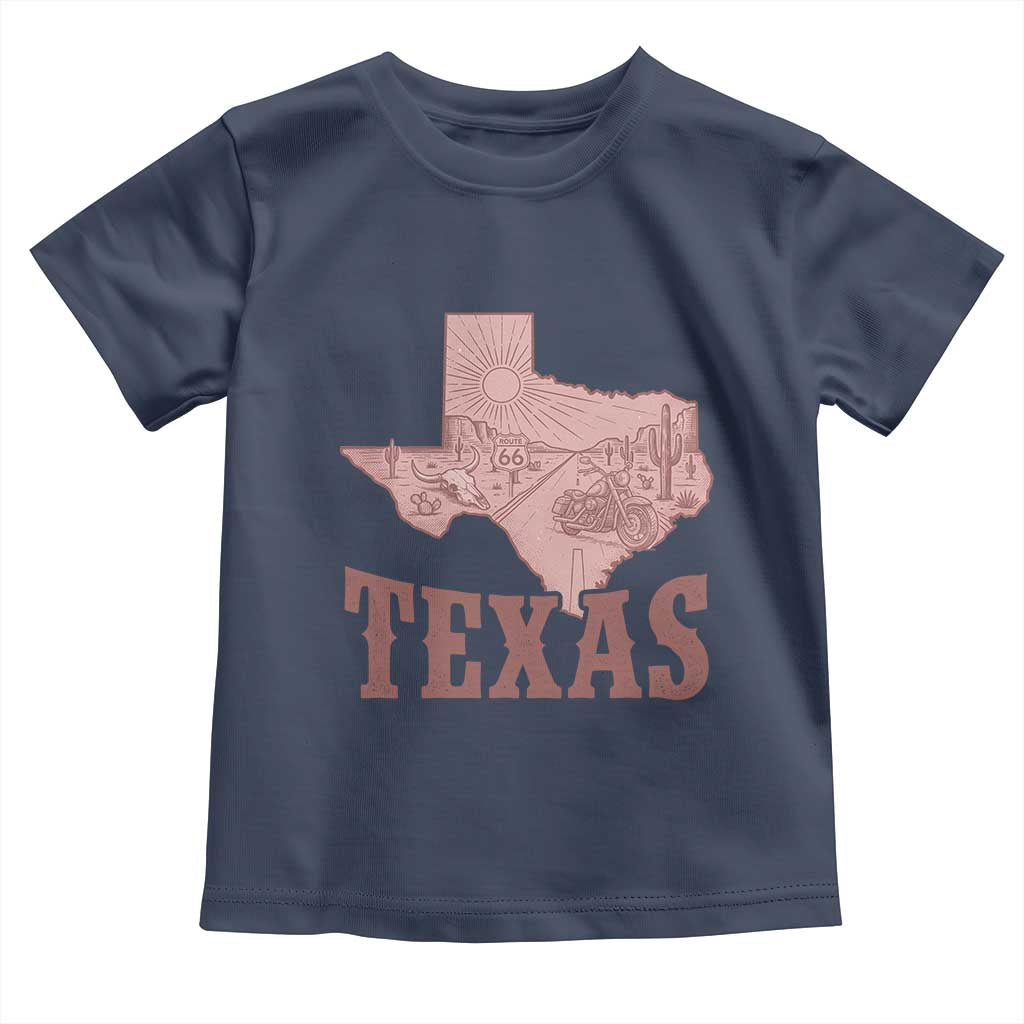 Texas Route Highway 66 Biker Toddler T Shirt Vintage Biker Road Trip TS12 Navy Print Your Wear