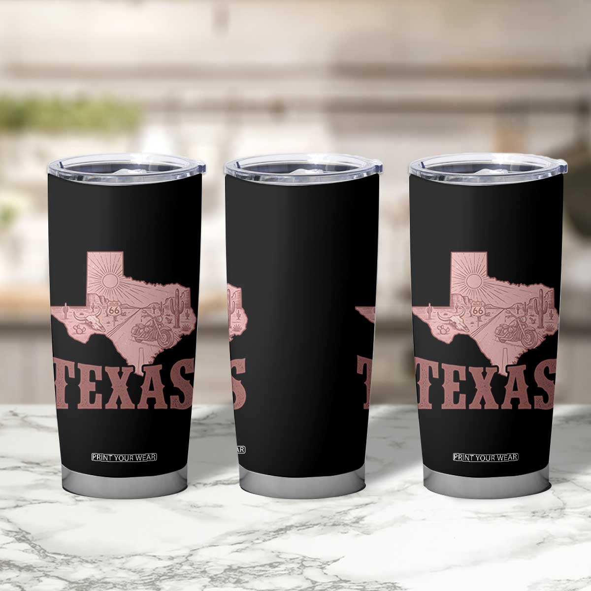 Texas Route Highway 66 Biker Tumbler Cup Vintage Biker Road Trip TS12 Print Your Wear
